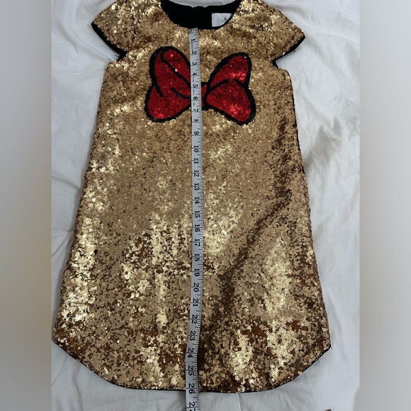 EUC Disney Minnie Mouse Bow fully sequin gold red dress - Picture 9 of 11